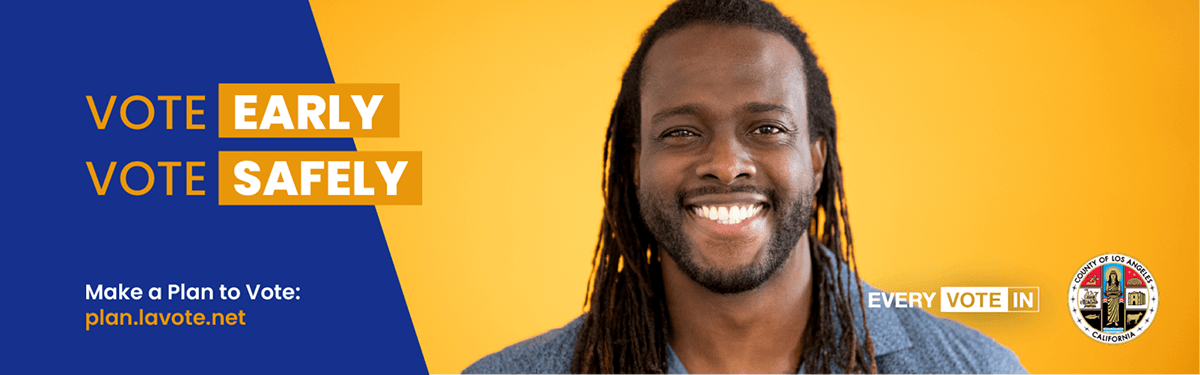 web banner with "Vote Early, Vote Safely"